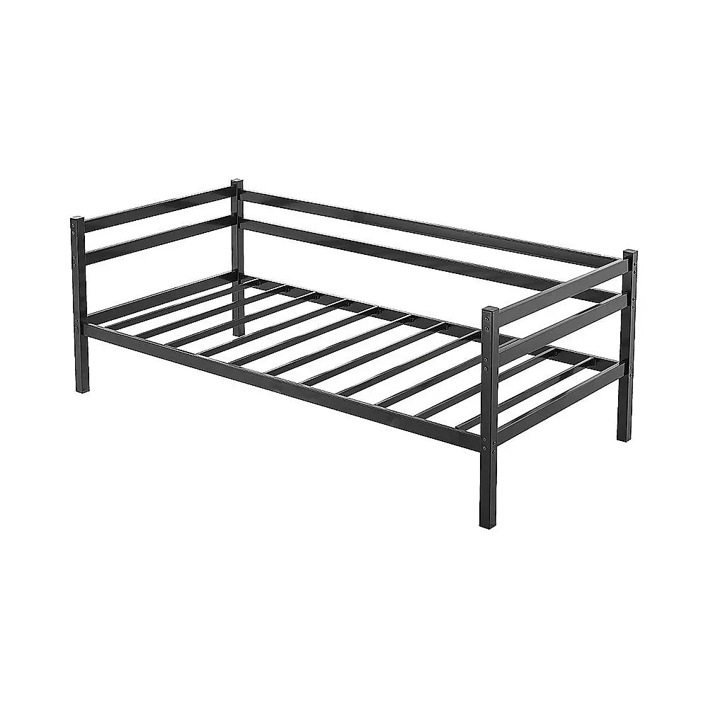 Single Daybed Metal Frame Sofa Premium Black Day Bed Steel Support - Mekamart Australia