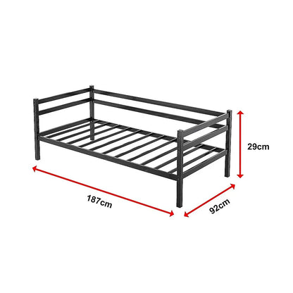 Single Daybed Metal Frame Sofa Premium Black Day Bed Steel Support - Mekamart Australia