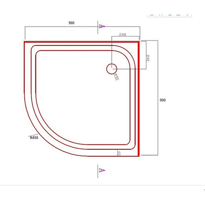 90x90cm Rounded Curved Shower Base in Black
