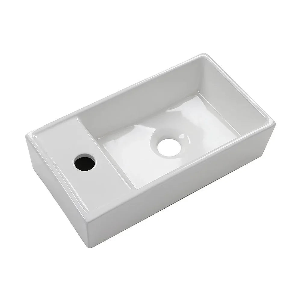 Small Compact Bathroom Cloakroom Hand Wash Basin Sink Ceramic Wall Hung - Mekamart Australia