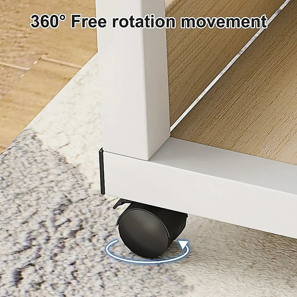 Height Adjustable Rolling Overbed Table – 60cm Mobile Computer & Study Desk on Wheels