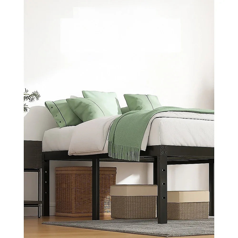 Queen Metal Bed Frame 45cm High – Full Steel Base Platform - Mekamart Australia