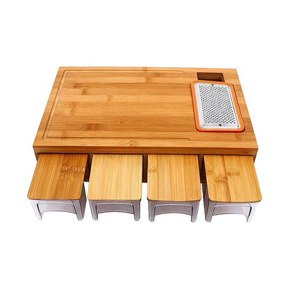 Bamboo Cutting Board Set with Graters & Containers – Food Prep Station