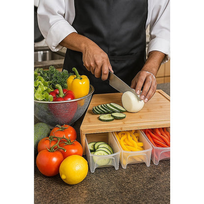 Bamboo Cutting Board Set with Graters & Containers – Food Prep Station