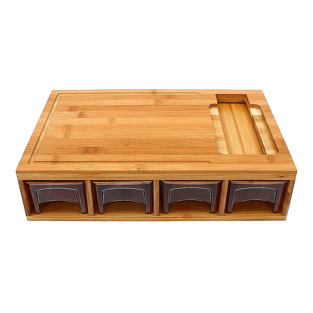 Bamboo Cutting Board Set with Graters & Containers – Food Prep Station