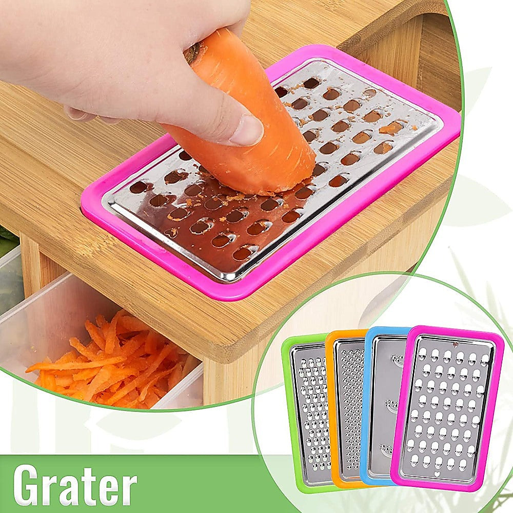 Bamboo Cutting Board Set with Graters & Containers – Food Prep Station