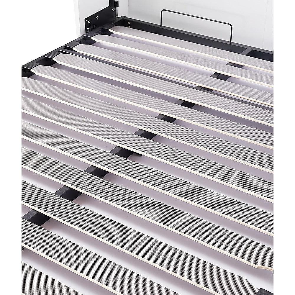 Double Wall Bed in White Gloss – Space Saving Murphy Bed Kit with Silver Door Handle - Mekamart Australia