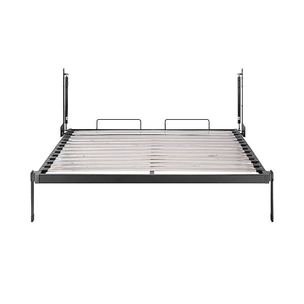 Double Wall Bed in White Gloss – Space Saving Murphy Bed Kit with Silver Door Handle - Mekamart Australia