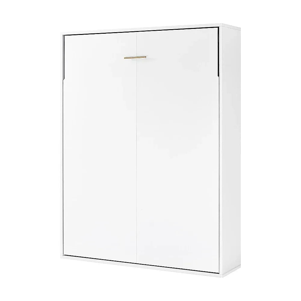 Double Wall Bed in White Gloss – Space Saving Murphy Bed Kit with Silver Door Handle - Mekamart Australia