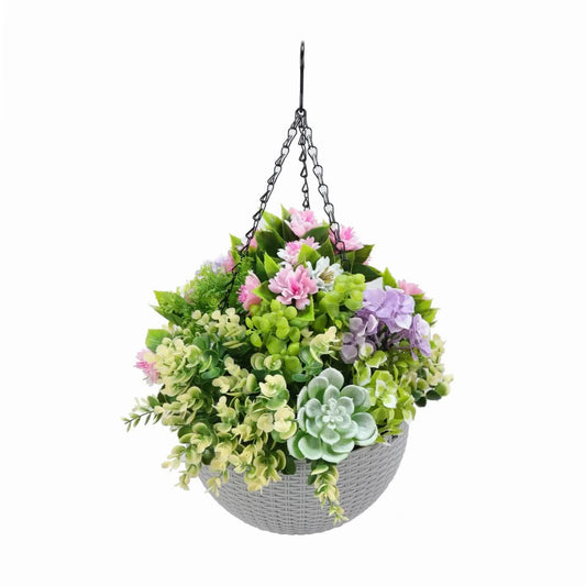 Hanging Artificial Succulent Basket 36cm UV Resistant - Mekamart Australia