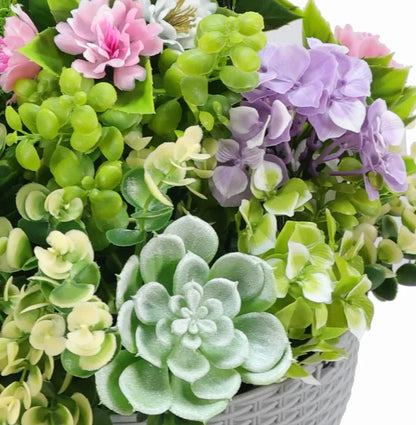 Hanging Artificial Succulent Basket 36cm UV Resistant - Mekamart Australia