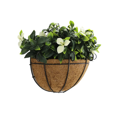 Artificial Wall Basket - Flowering White Jasmine Basket 20cm x 35cm Long UV Resistant - Mekamart Australia