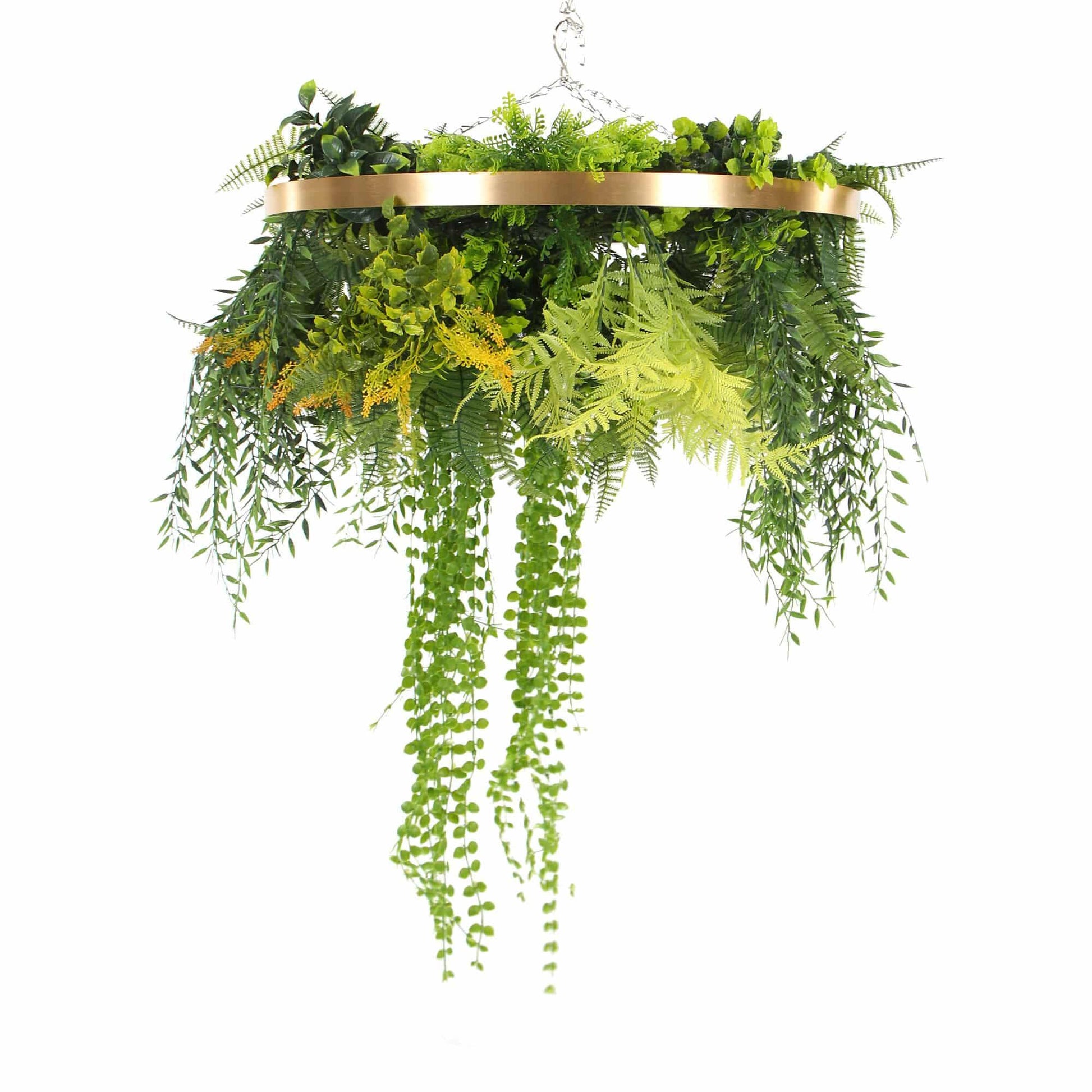 Premium Hanging Artificial Plant Arrangement with Gold Frame 40cm (Limited Edition) - Mekamart Australia