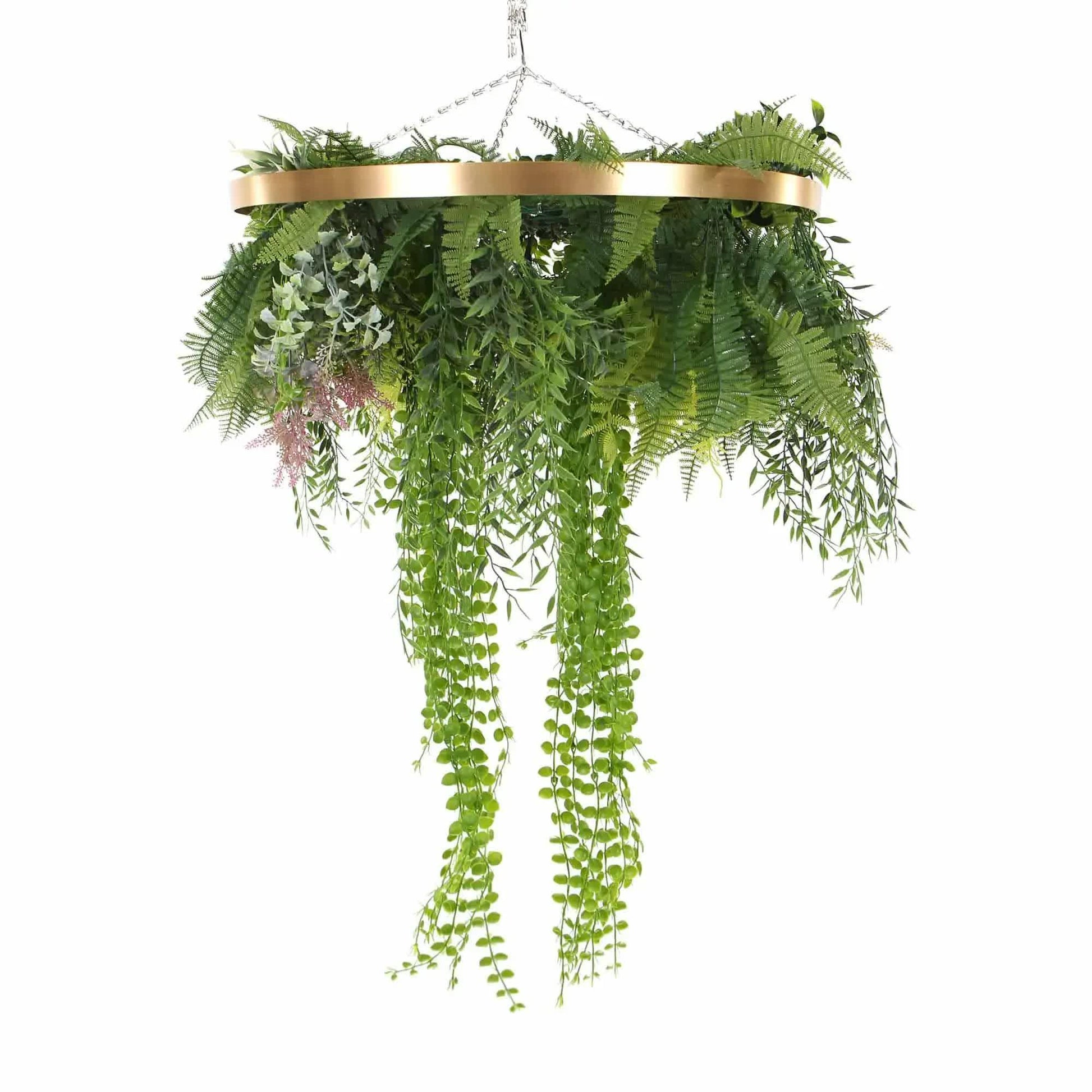Premium Hanging Artificial Plant Arrangement with Gold Frame 40cm (Limited Edition) - Mekamart Australia
