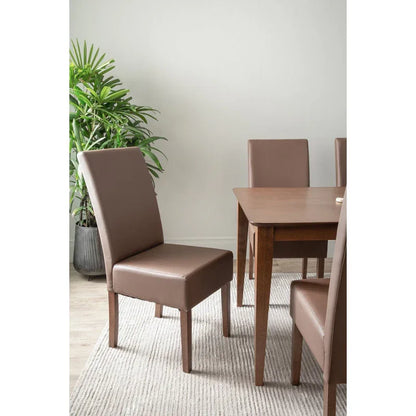 ALLEGRO Dining Table + 4x MESI Dining Chair + MESI Bench - 6 Piece Dining Set - Cocoa - Mekamart Australia