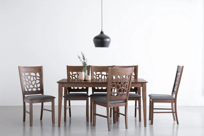 ALLEGRO Dining Table + 6x ASBEL Dining Chair - 7 Piece Dining Set - Cocoa - Mekamart Australia