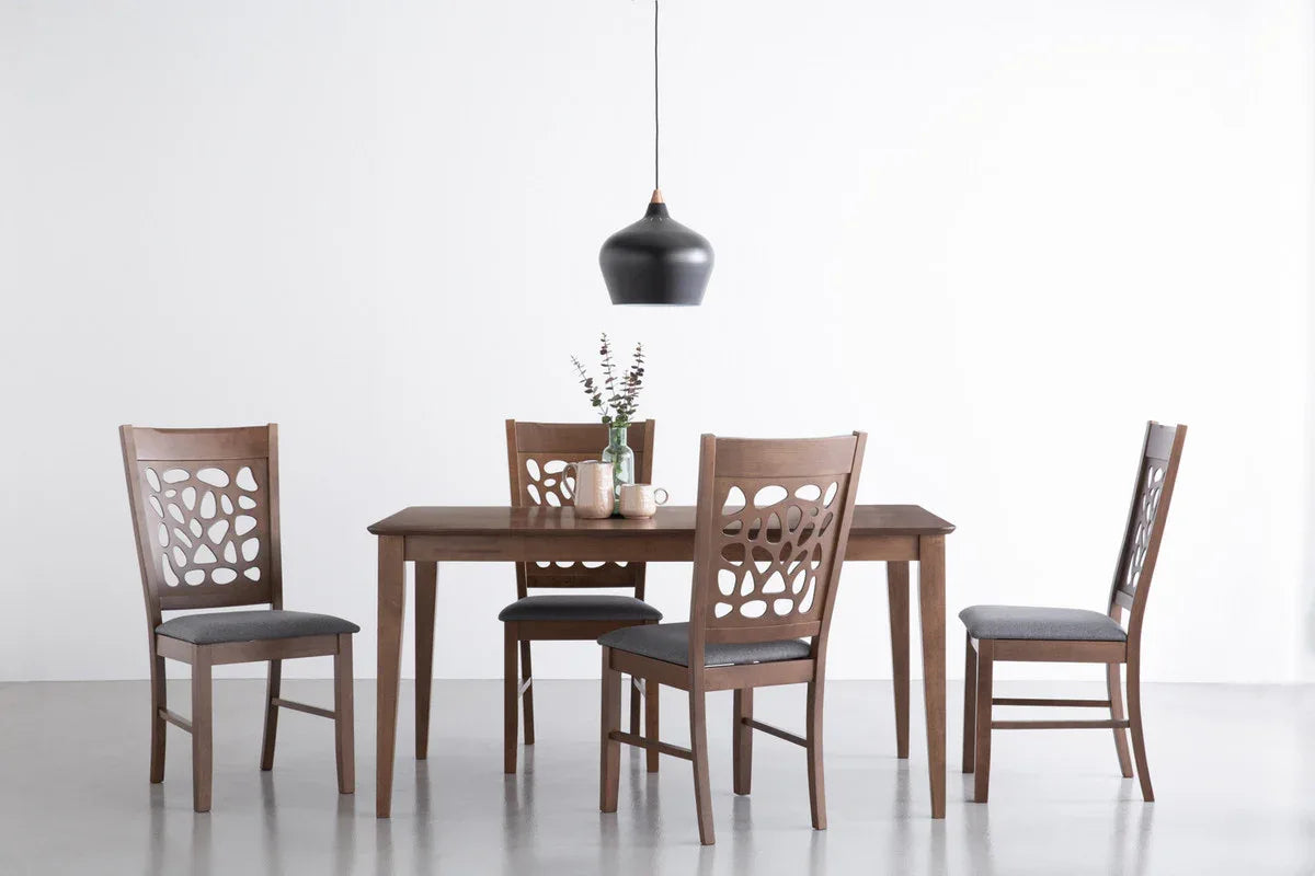 ALLEGRO Dining Table + 6x ASBEL Dining Chair - 7 Piece Dining Set - Cocoa - Mekamart Australia