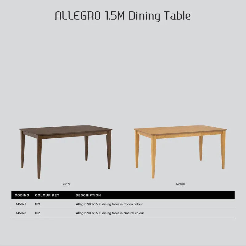 Allergo Dining Table 150cm Timber Dining Table - Natural - Mekamart Australia