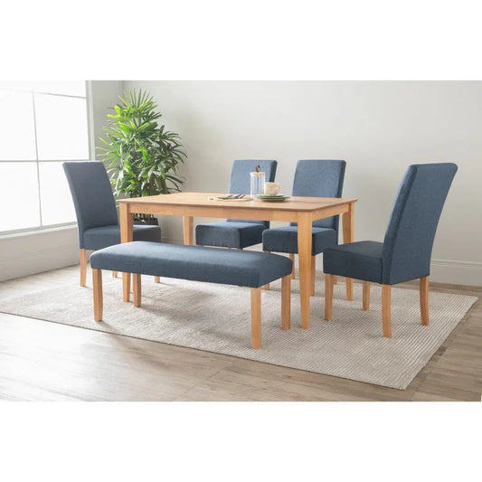 ALLEGRO Dining Table + 4x MESI Dining Chair + MESI Bench - 6 Piece Dining Set - Natural - Mekamart Australia