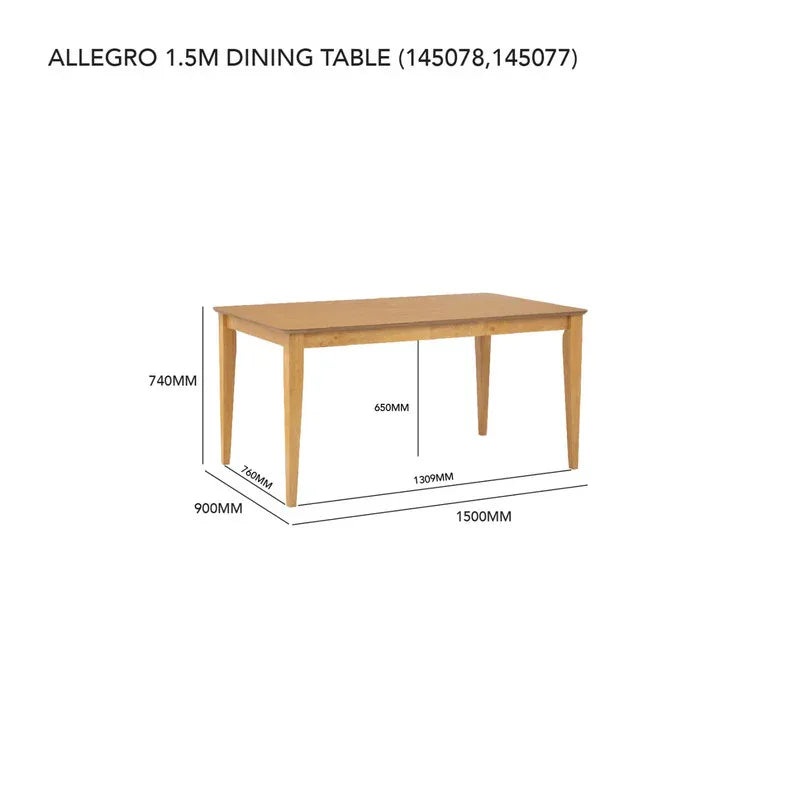 ALLEGRO Dining Table + 4x MESI Dining Chair + MESI Bench - 6 Piece Dining Set - Natural - Mekamart Australia