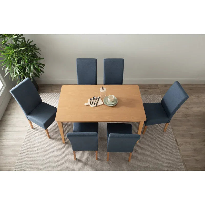 ALLEGRO Dining Table + 6x MESI Dining Chair - 7 Piece Dining Set - Natural - Mekamart Australia