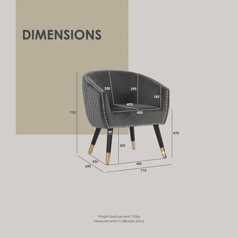 Deniz Lounge Chair Tub Chair Accent Armchair - Grey - Mekamart Australia