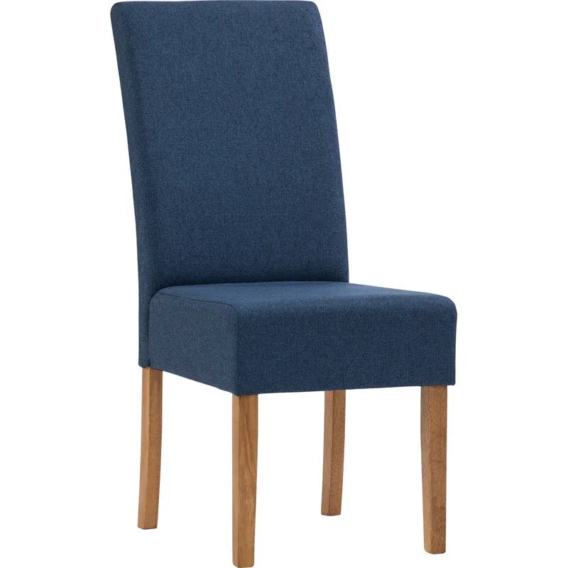 Mesi Dining Chair x2 - Natural Colour Legs Blue Colour Challis Fabric Upholstery - Mekamart Australia
