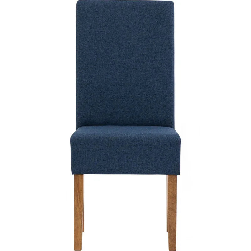Mesi Dining Chair x2 - Natural Colour Legs Blue Colour Challis Fabric Upholstery - Mekamart Australia