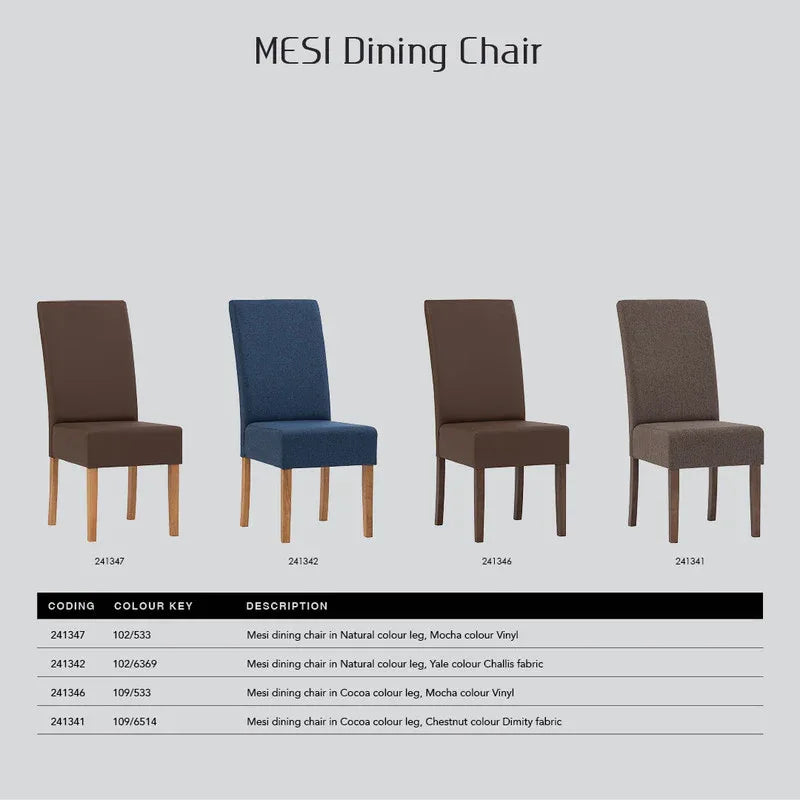 Mesi Dining Chair x2 - Natural Colour Legs Blue Colour Challis Fabric Upholstery - Mekamart Australia