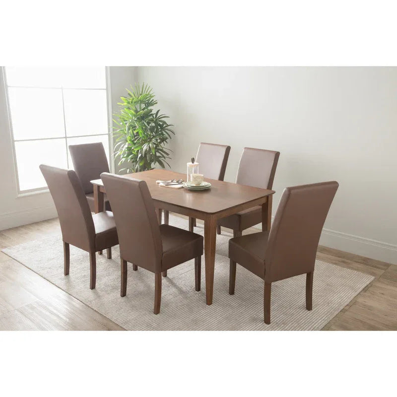 Mesi Dining Chair x2 - Cocoa Legs Mocha Colour Vinyl Upholstery - Mekamart Australia