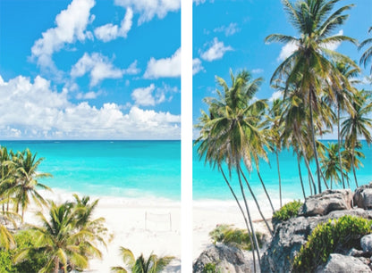 Sea View 3D Printing Blockout Curtains 2x128x160cm PINCH PLEAT Fabric Seascape