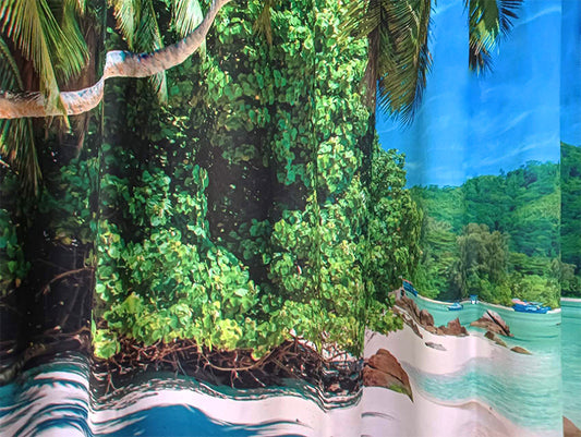 Sea View 3D Printing Blockout Curtains 2x127x160cm PINCH PLEAT Fabric Seascape