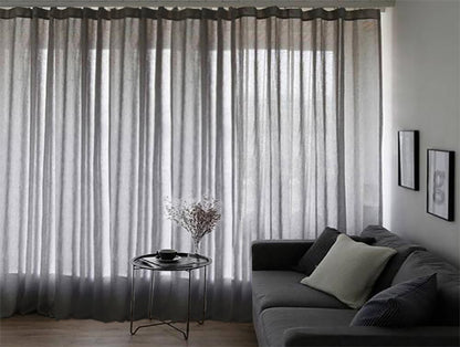 2 Long drop Sheer Voile Curtains 590cm wide 270cm Drop +Hooks Pinch Pleat  Black