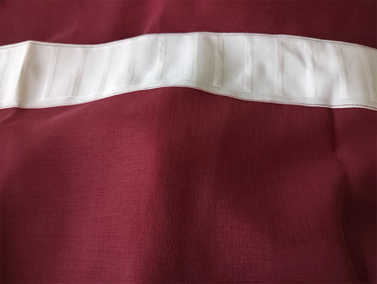 2 Long Drop Sheer Voile Curtains 590cm wide 270cm Drop Pinch Pleat + Hooks Wine