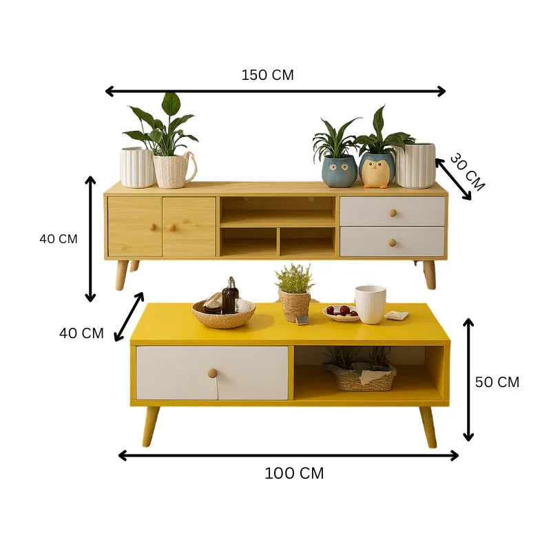NNECN Modern Living Room TV Stand Table Set - Mekamart Australia