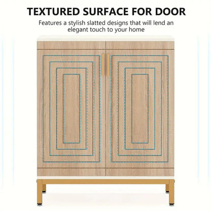 NNETMLT 5-Tier Shoe Cabinet with Geometric Pattern Doors-White/Natural