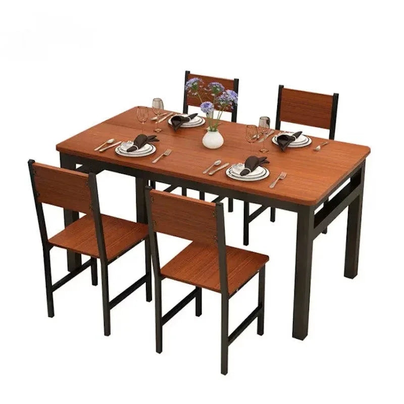 NNECN Wood & Steel Dining Set (Oak & Black) - Mekamart Australia