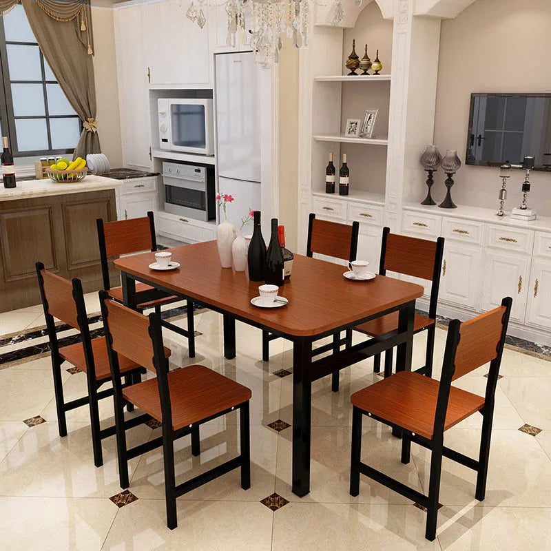 NNECN Wood & Steel Dining Set (Oak & Black) - Mekamart Australia