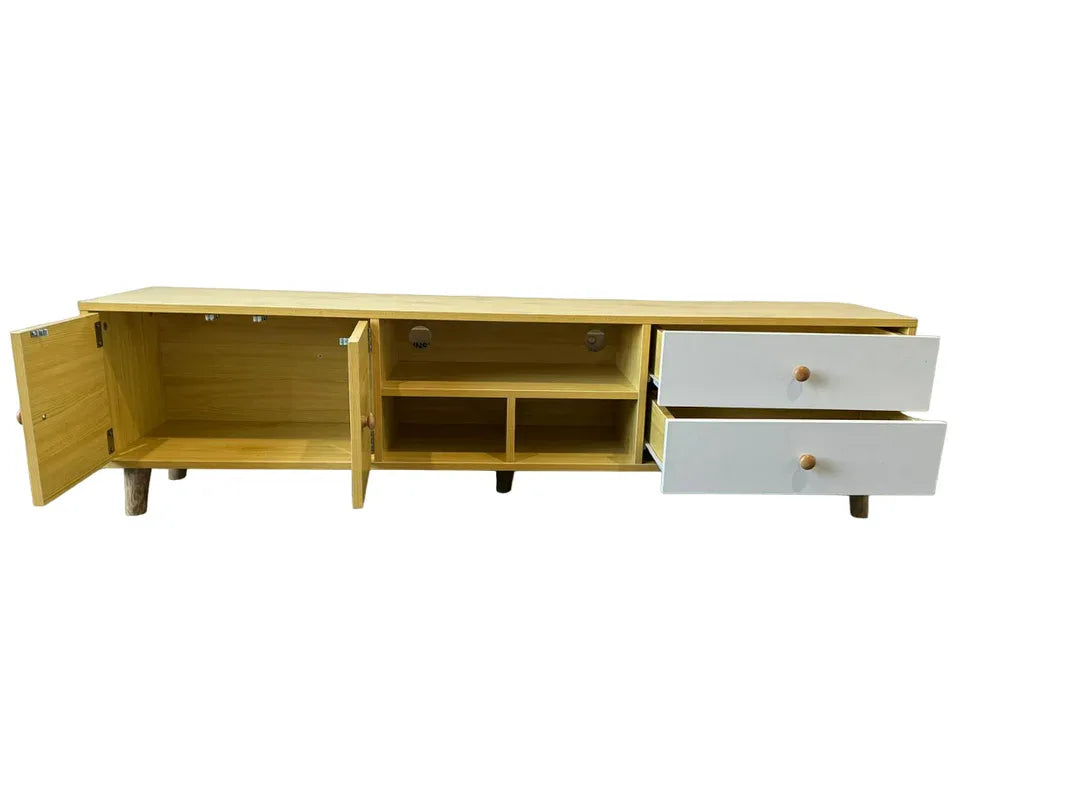 NNECN Two-Doors, Two-Drawers Wooden TV Cabinet - Mekamart Australia
