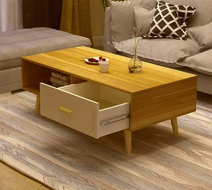 NNECN Coffee Table with Storage Drawer and Open Shelf - Mekamart Australia