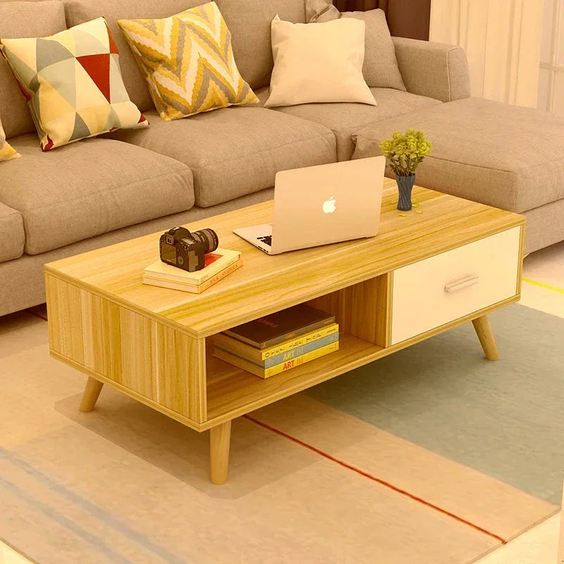 NNECN Coffee Table with Storage Drawer and Open Shelf - Mekamart Australia