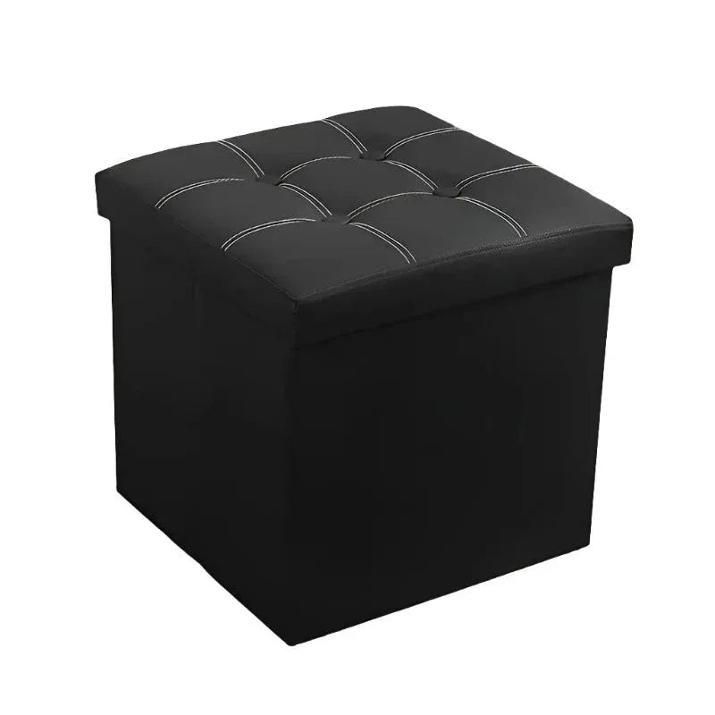 NNETM Faux Leather Storage Ottoman - Black, 55L - Mekamart Australia