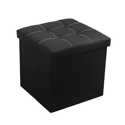 NNETM Faux Leather Storage Ottoman - Black, 55L - Mekamart Australia