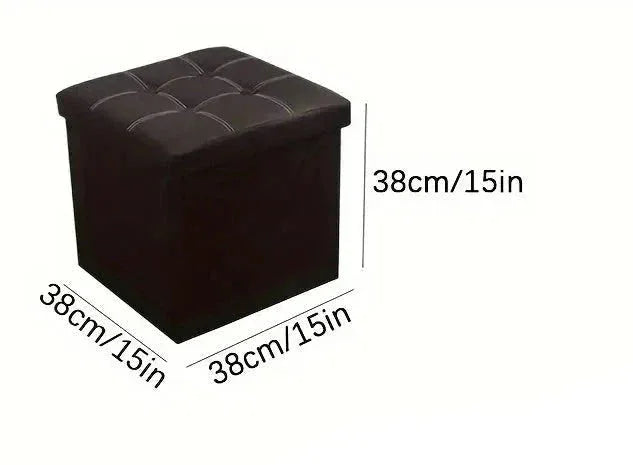 NNETM Faux Leather Storage Ottoman - Black, 55L - Mekamart Australia