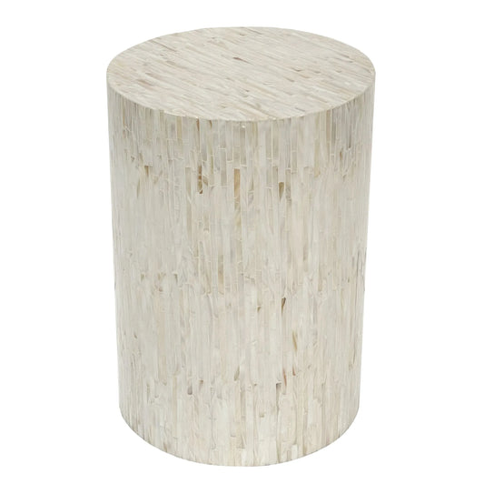 ALPINE MOTHER OF PEARL HAND MADE STOOL/SIDE TABLE - Mekamart Australia