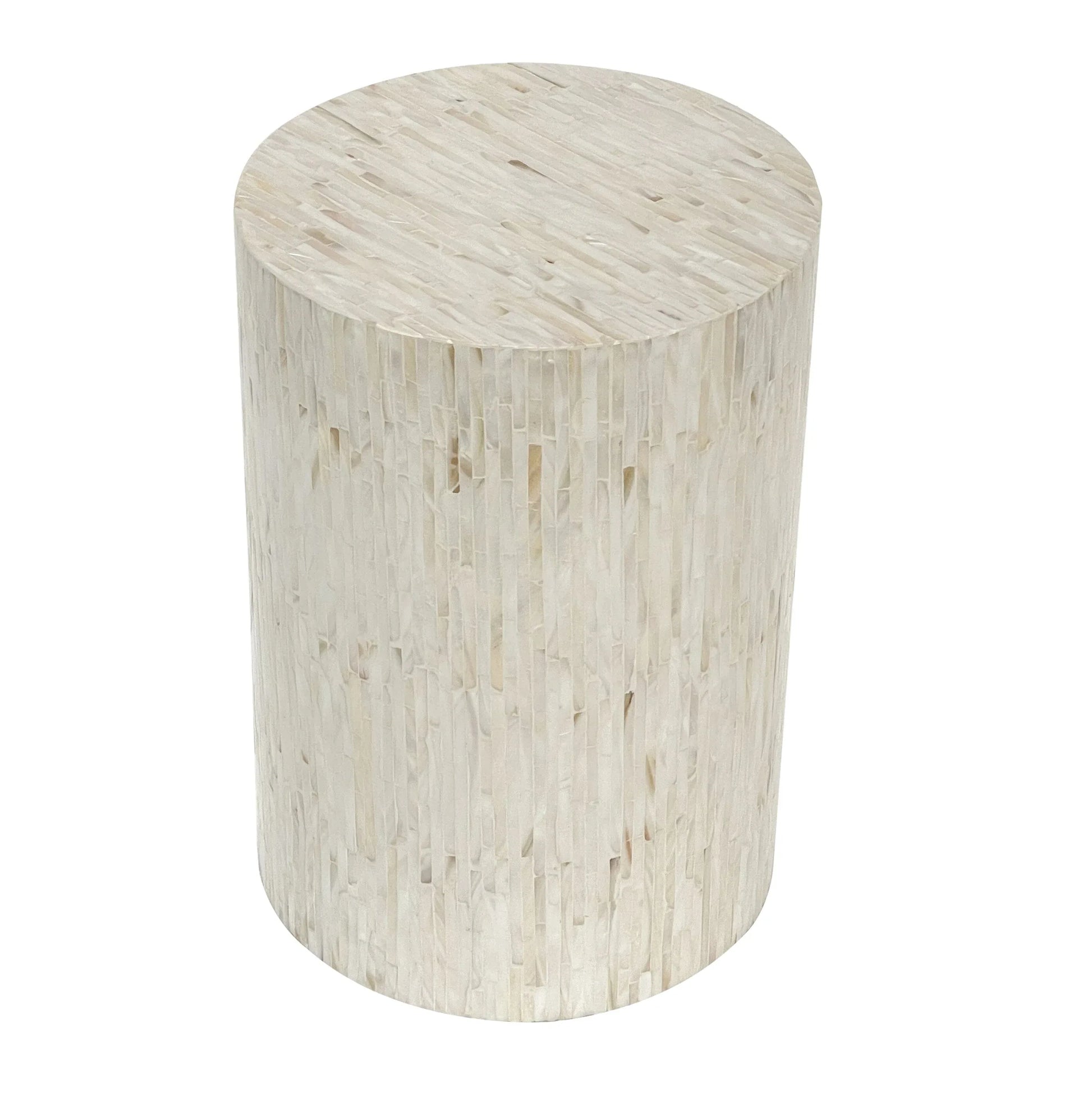 ALPINE MOTHER OF PEARL HAND MADE STOOL/SIDE TABLE - Mekamart Australia