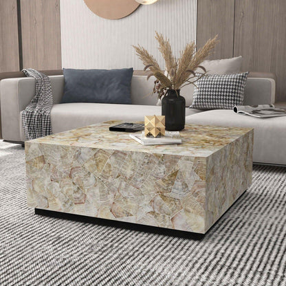 CLUSTER MOTHER OF PEARL HAND MADE COFFEE TABLE - Mekamart Australia