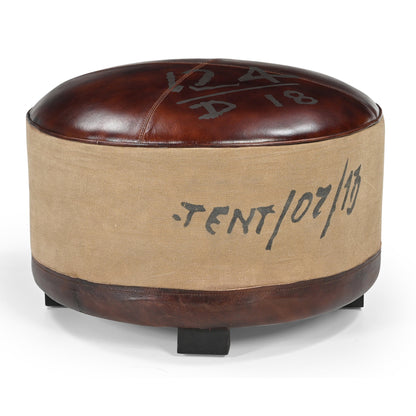 VINTAGE ROUND OTTOMAN - Mekamart Australia
