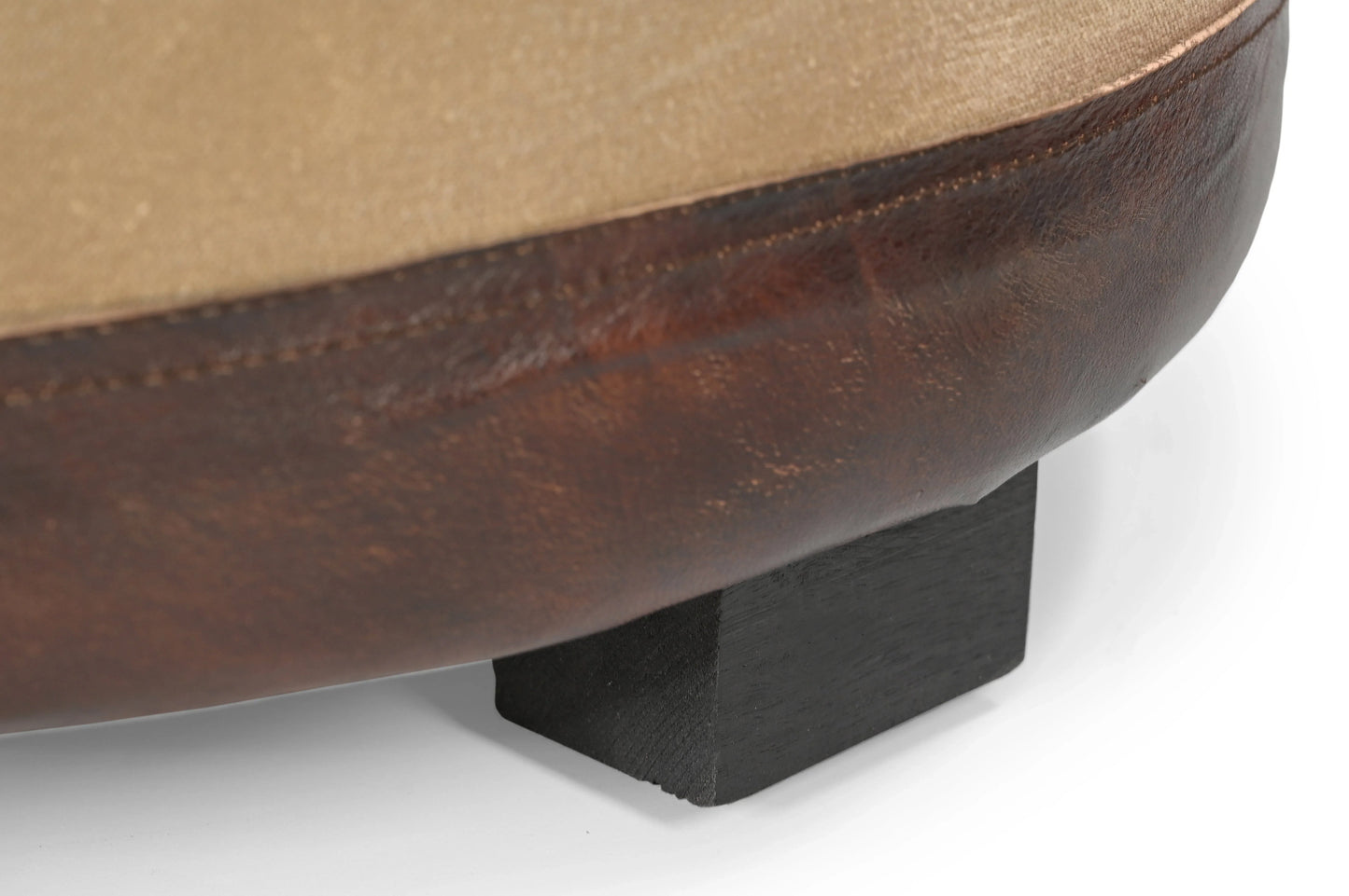 VINTAGE ROUND OTTOMAN - Mekamart Australia