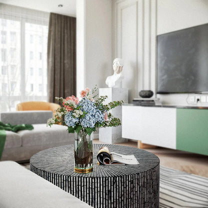 CORDELIA ROUND MOTHER OF PEARL COFFEE TABLE - Mekamart Australia